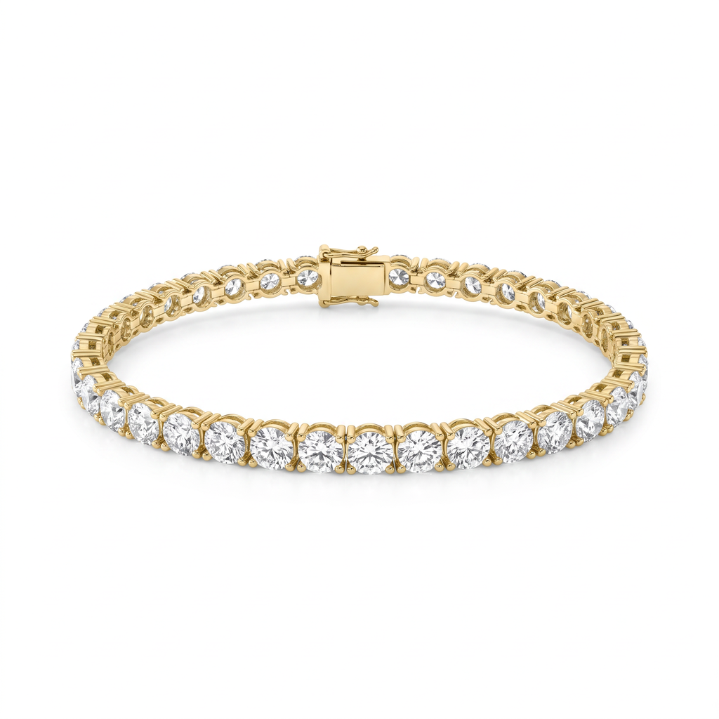 4-prong 2.5 carat Lab-Grown Diamond tennis bracelet in 14K yellow gold with box clasp