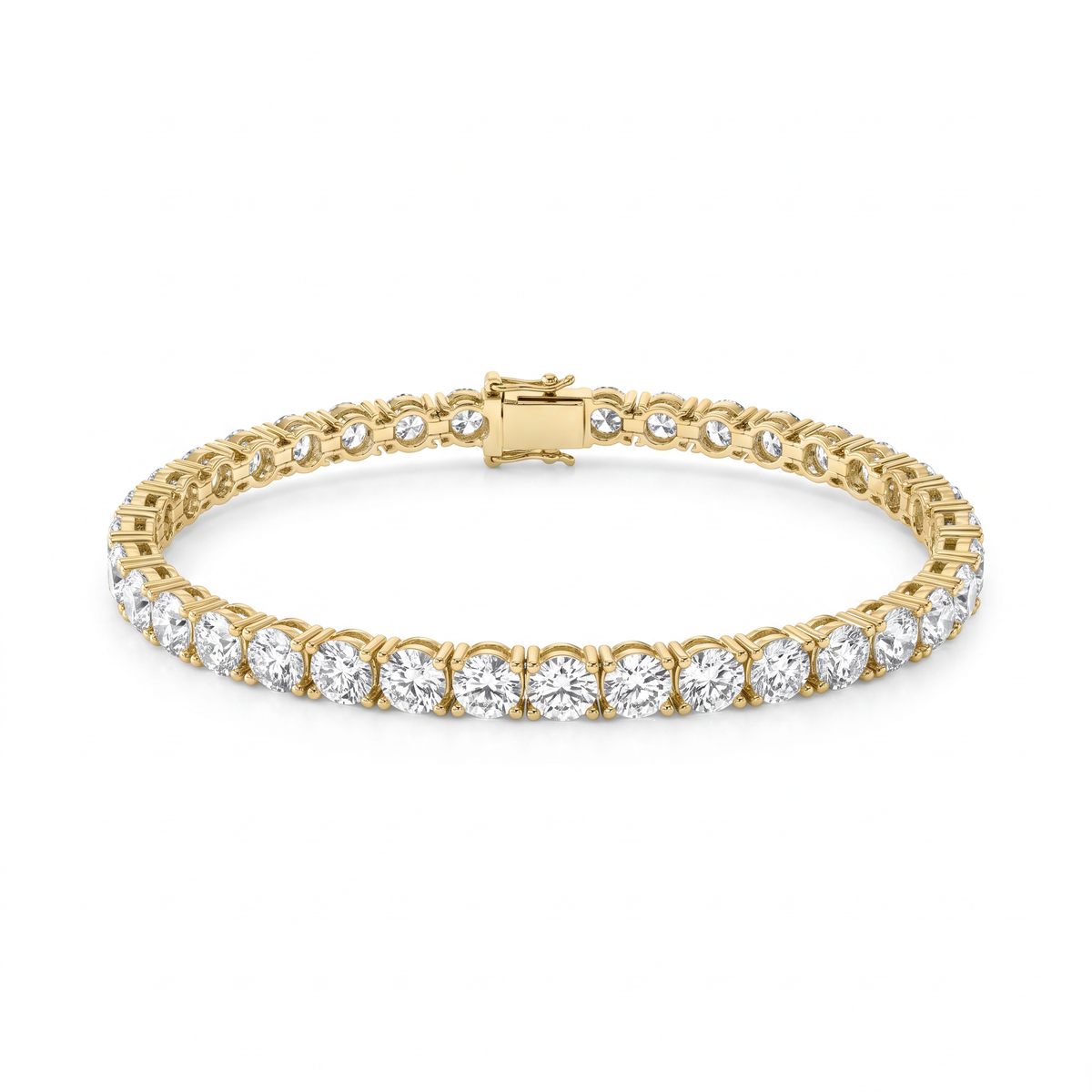 4-prong 2.5 carat Lab-Grown Diamond tennis bracelet in 14K yellow gold with box clasp