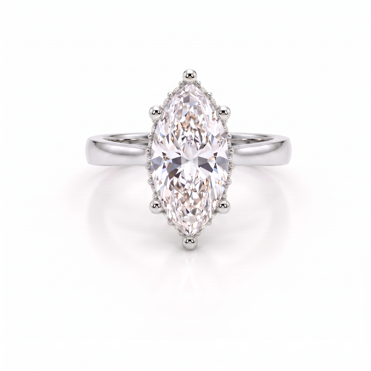 2.5ct marquise hidden halo engagement ring in 14K white gold with a Lab-Grown Diamond center stone