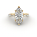 2.5ct marquise cut Lab-Grown Diamond engagement ring in 14K yellow gold with hidden halo and pavé band, top view