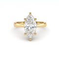 2.5ct marquise cut diamond solitaire in 14K yellow gold, front view, six prongs on a 2.5mm shank