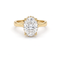 2.5ct oval cut Lab-Grown Diamond hidden halo engagement ring in 14K yellow gold, front view