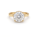 2.5ct round brilliant Lab-Grown Diamond hidden halo engagement ring in 14K yellow gold, front view