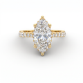 2ct marquise cut Lab-Grown Diamond engagement ring in 14K yellow gold with hidden halo and pavé band, top view