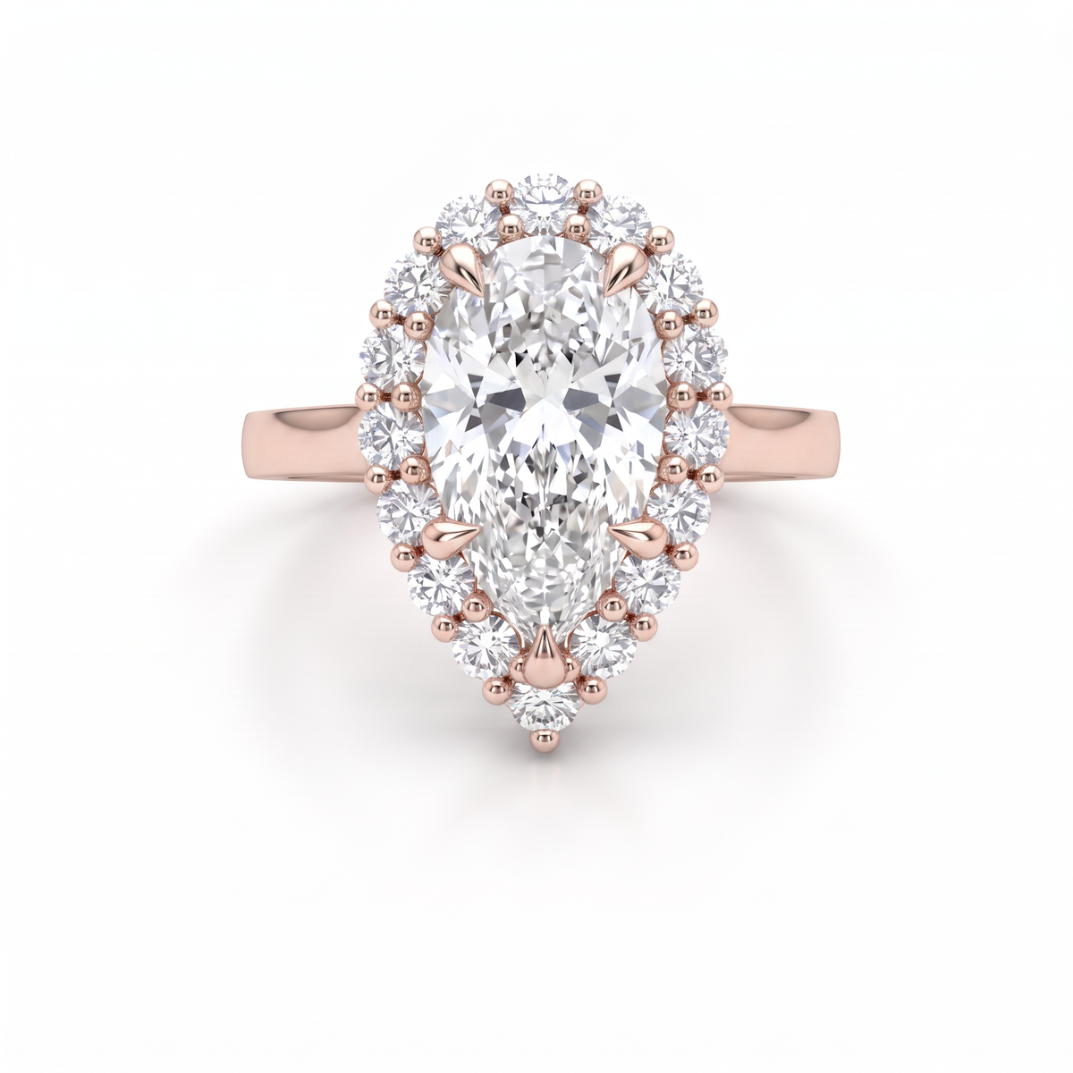 2ct pear cluster halo Lab-Grown Diamond engagement ring in 14K rose gold