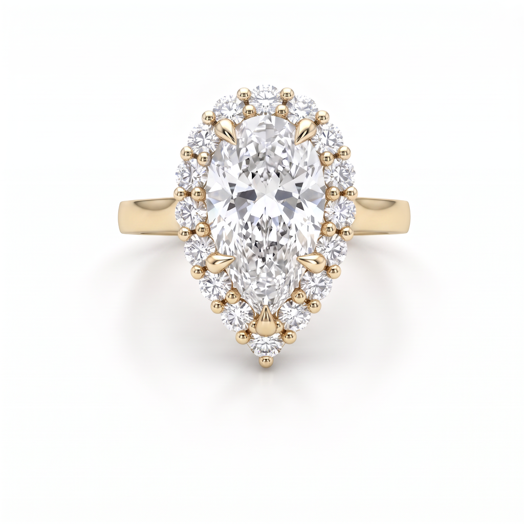 2ct pear cluster halo Lab-Grown Diamond engagement ring in 14K yellow gold