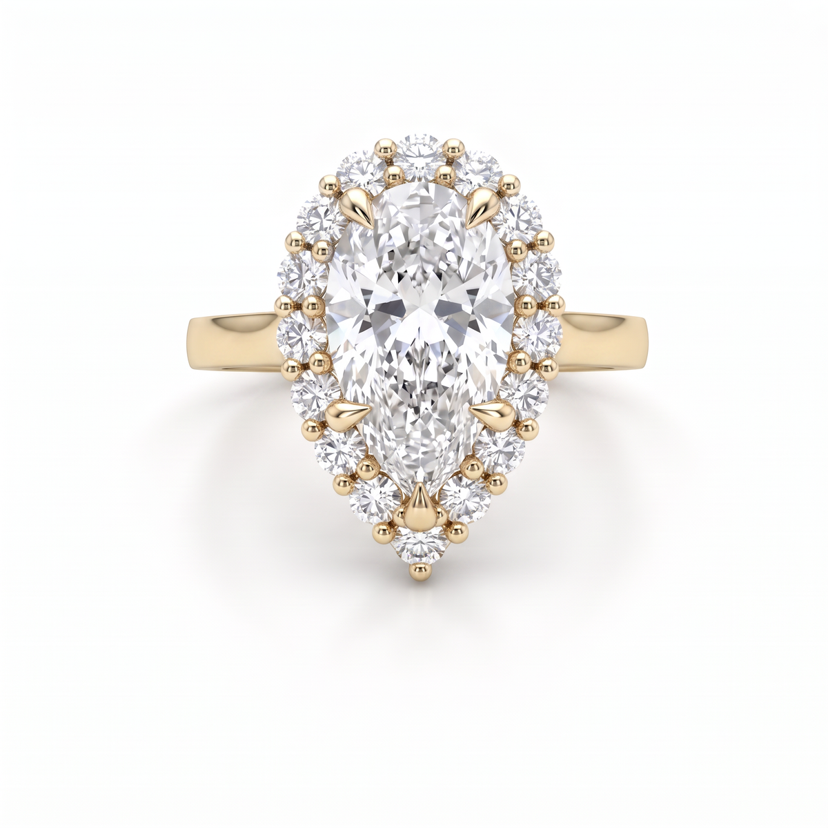 2ct pear cluster halo Lab-Grown Diamond engagement ring in 14K yellow gold