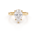 2ct pear cut Lab-Grown Diamond hidden halo engagement ring in 14K yellow gold, front view
