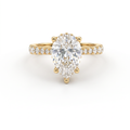 2ct Pear Cut Lab-Grown Diamond engagement ring in 14K yellow gold with hidden halo and pavé band, front view