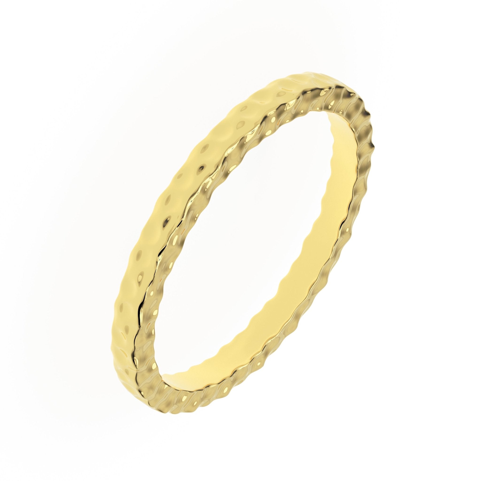 2mm hammered wedding band straight up