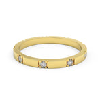 Black Pearl of Queens 2mm segment diamond band in 14K gold with nine round diamonds 