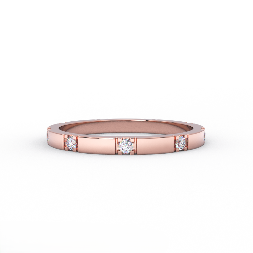 2mm segment diamond band in solid 14K rose gold – front view