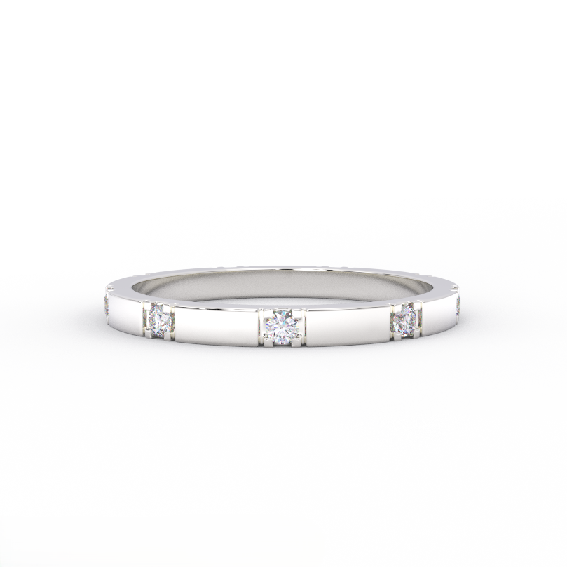 2mm segment diamond band in solid 14K white gold – front view