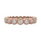 1ct wedding ring, bezel set closed up view for details in 14k rose gold