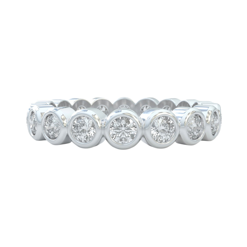1ct wedding ring, bezel set closed up view for details in 14k white gold