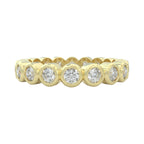 1ct wedding ring, bezel set closed up view for details in 14k yellow gold