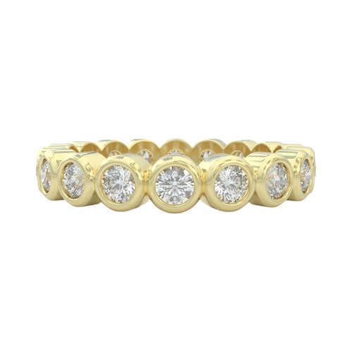 1ct wedding ring, bezel set closed up view for details in 14k yellow gold