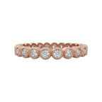 Diamond eternity ring 3mm bezel set in 14k rose gold, closed up view