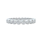 Diamond eternity ring 3mm bezel set in 14k white gold, closed up view