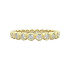 Diamond eternity ring 3mm bezel set in 14k yellow gold, closed up view