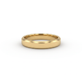 4mm beveled edge wedding band in solid 14K gold, polished flat face with chamfered edges