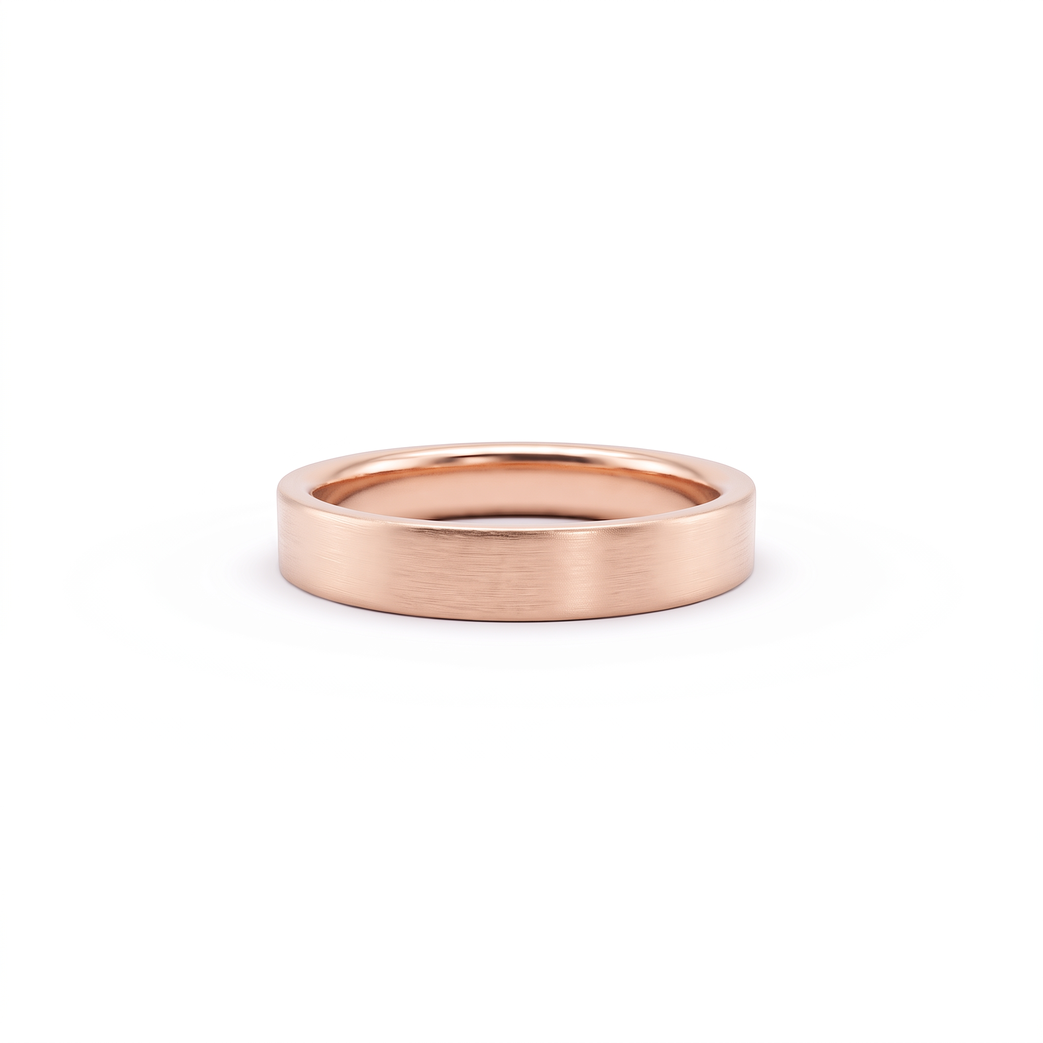 4mm flat satin wedding band in 14K rose gold, brushed finish front view