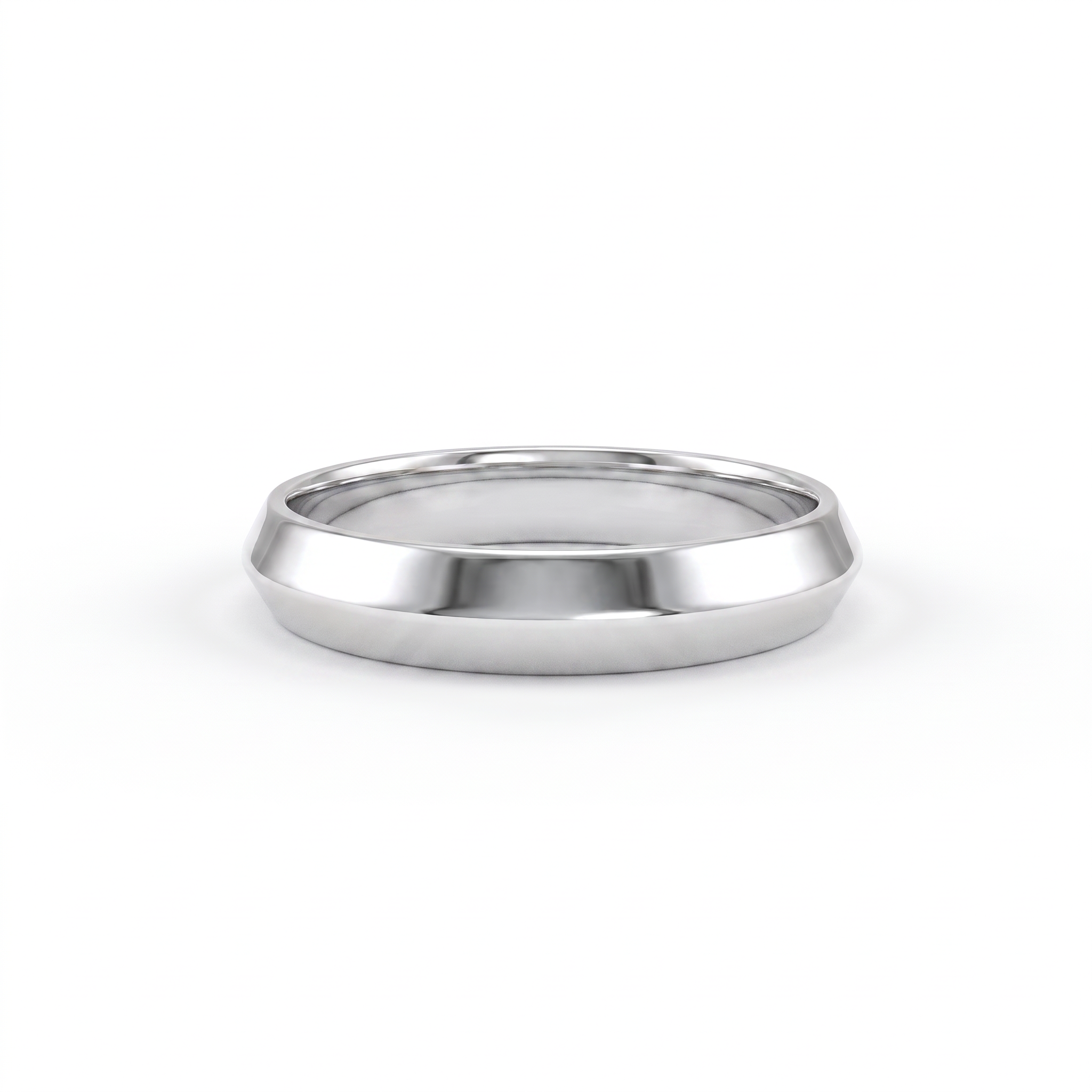 4mm knife-edge wedding band in 14K white gold, polished ridge front view