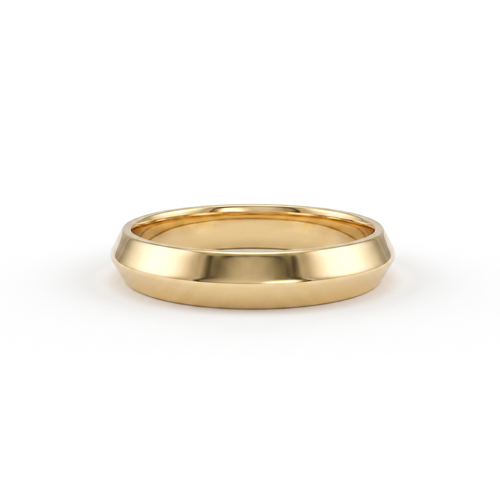 4mm knife-edge wedding band in 14K yellow gold, polished ridge front view