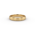 4mm satin beveled edge wedding band in 14K yellow gold, brushed face with chamfered edges, front view