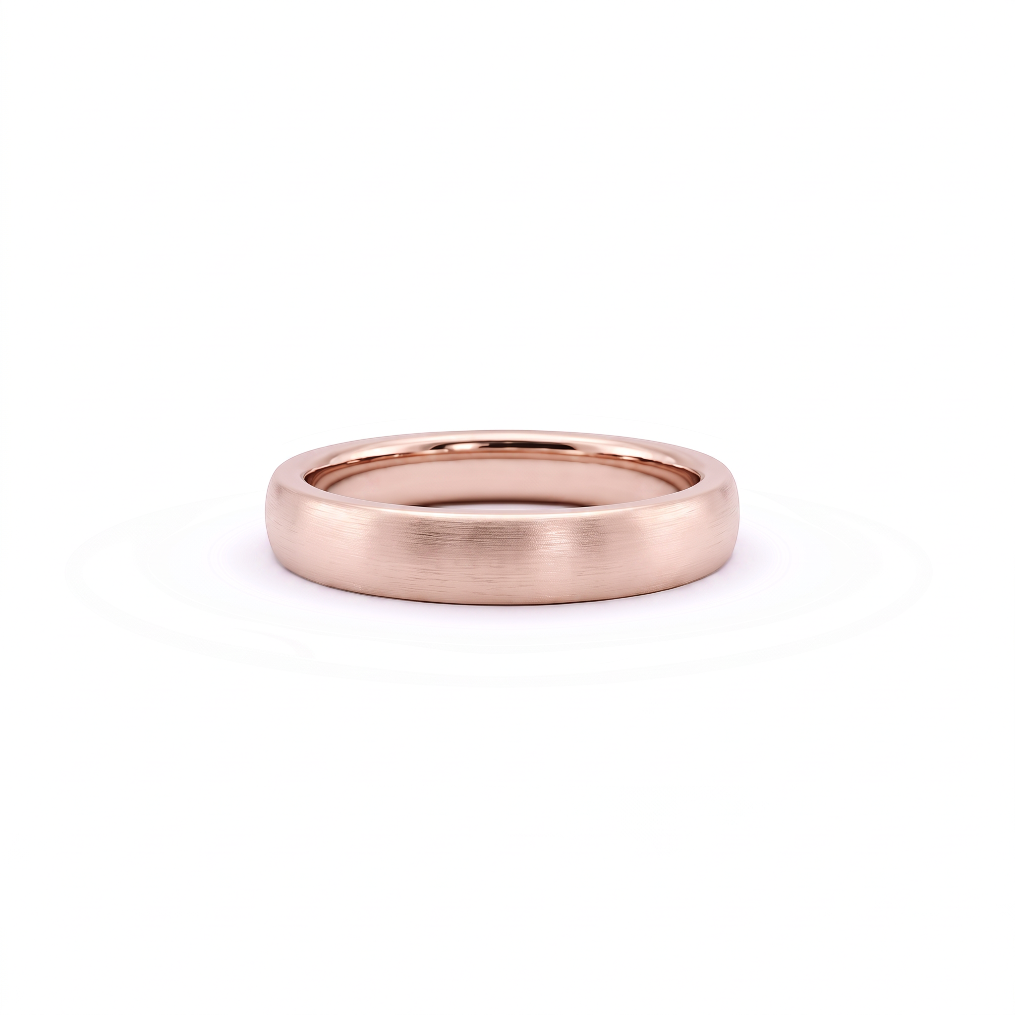4mm satin dome wedding band in 14K rose gold, brushed finish front view