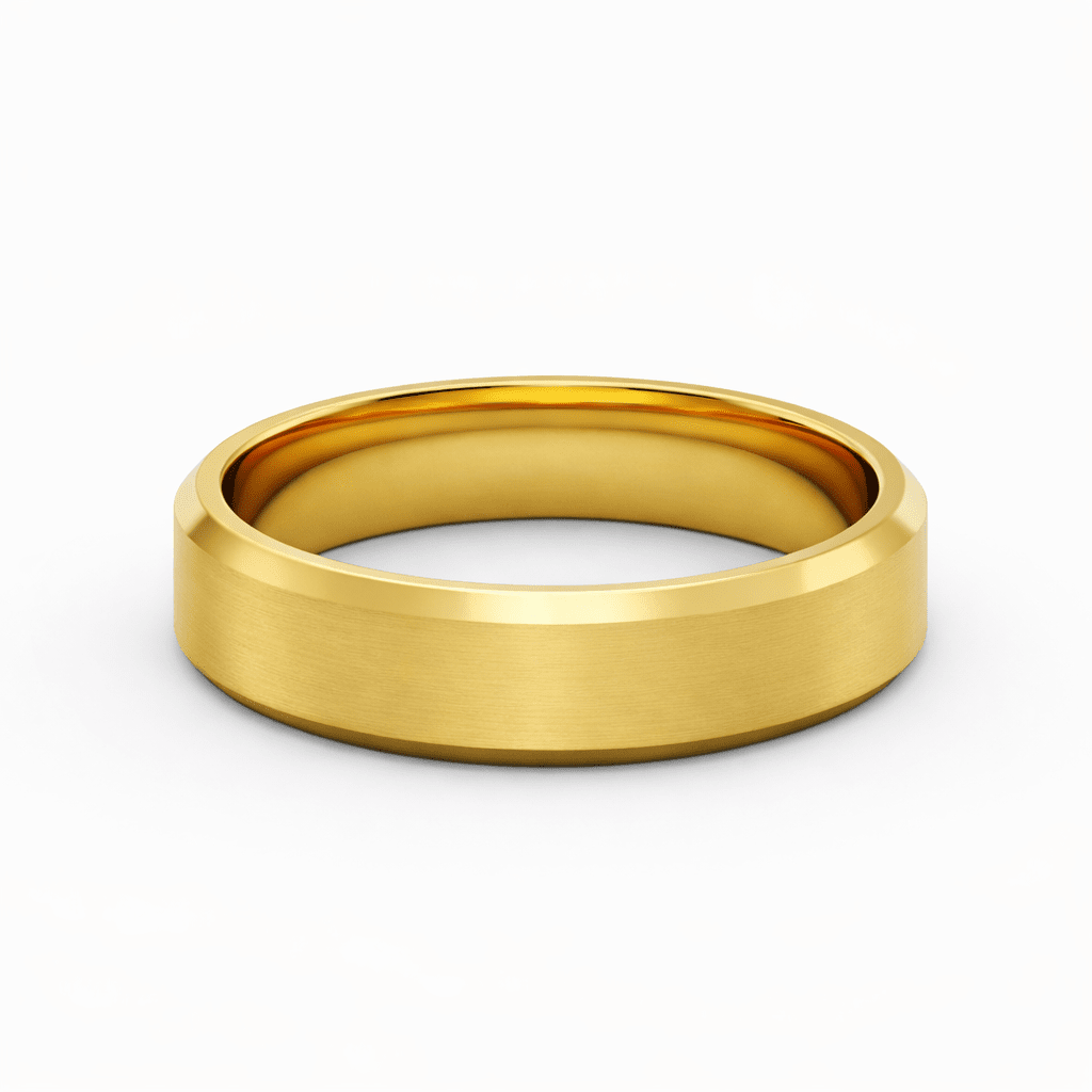 5mm beveled satin men’s wedding band in 14K yellow gold