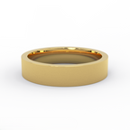 5mm flat satin wedding band in 14k yellow gold - front view