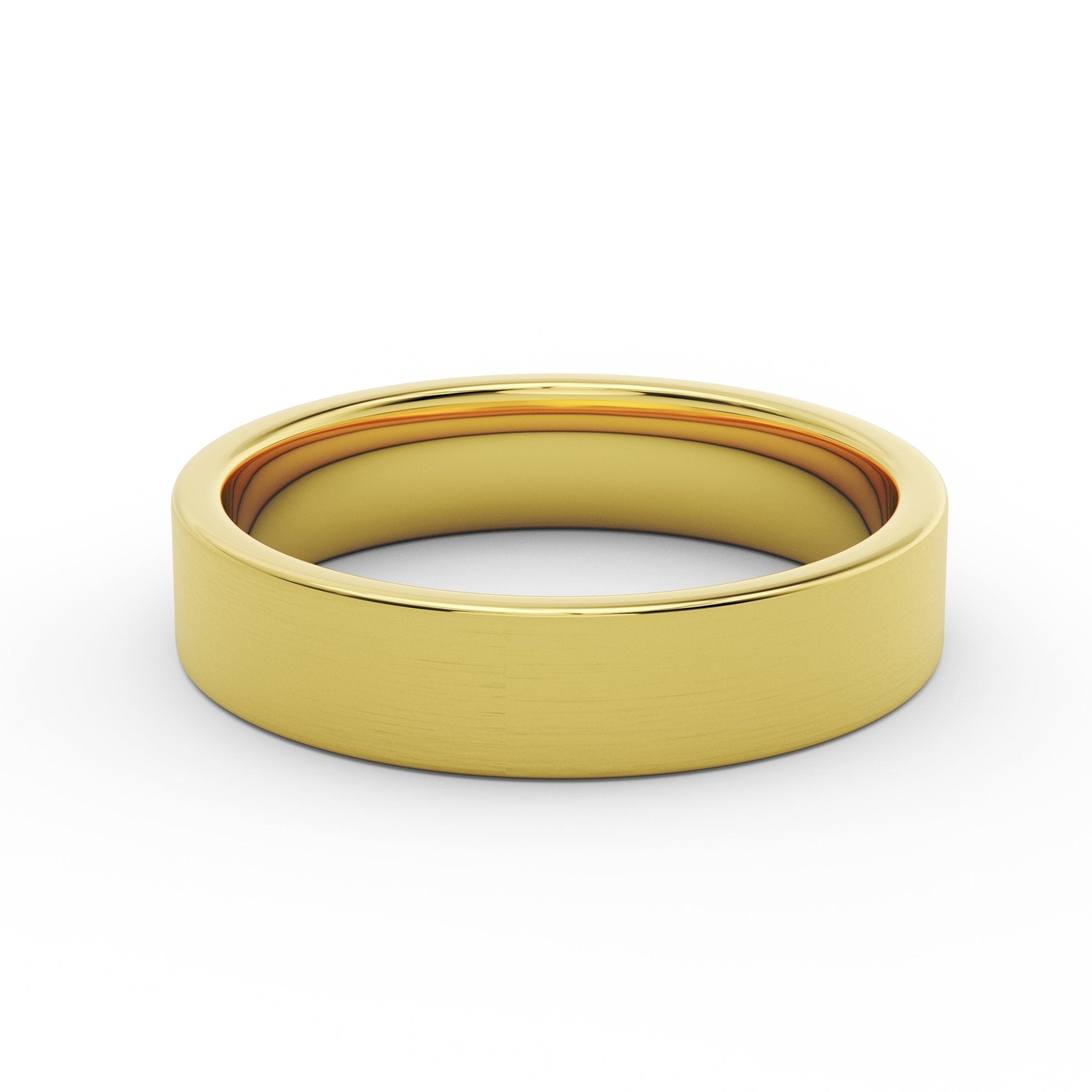 5mm flat satin wedding band in 14k gold
