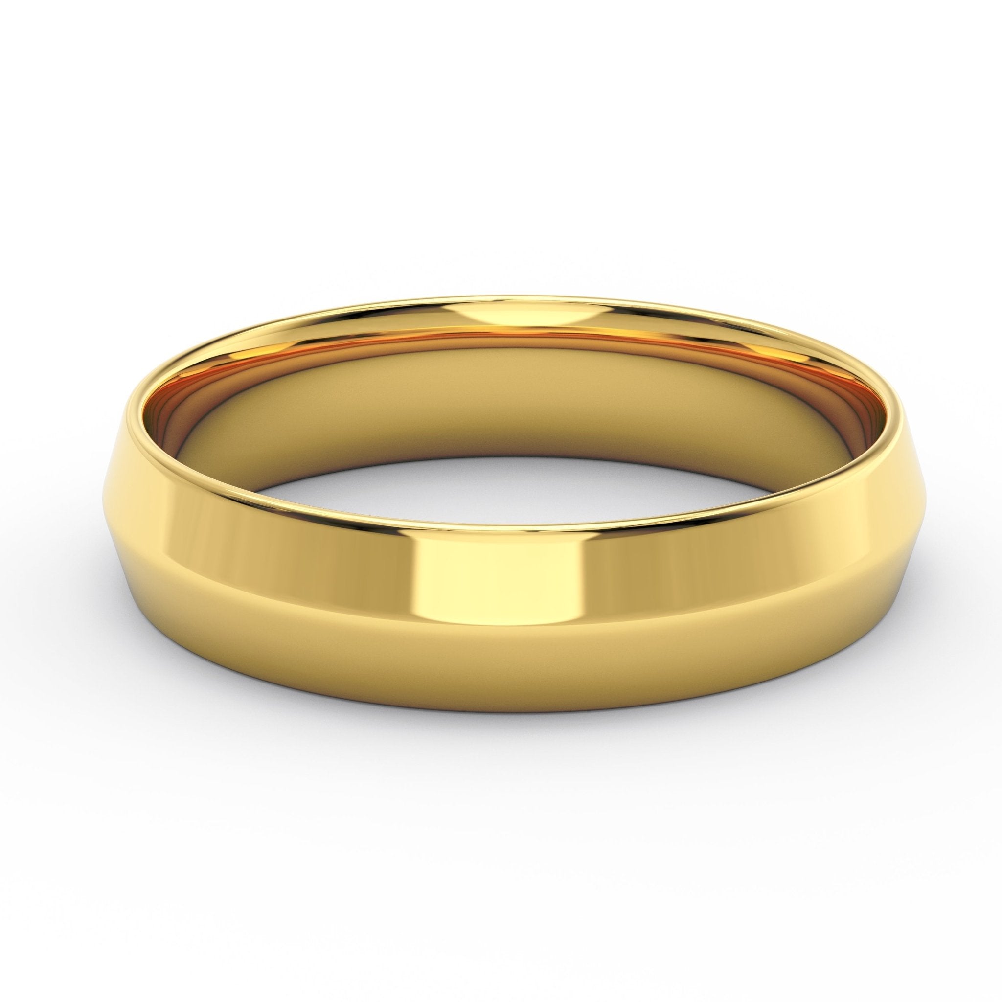 5mm knife‑edge men’s wedding band in solid 14K gold, front view