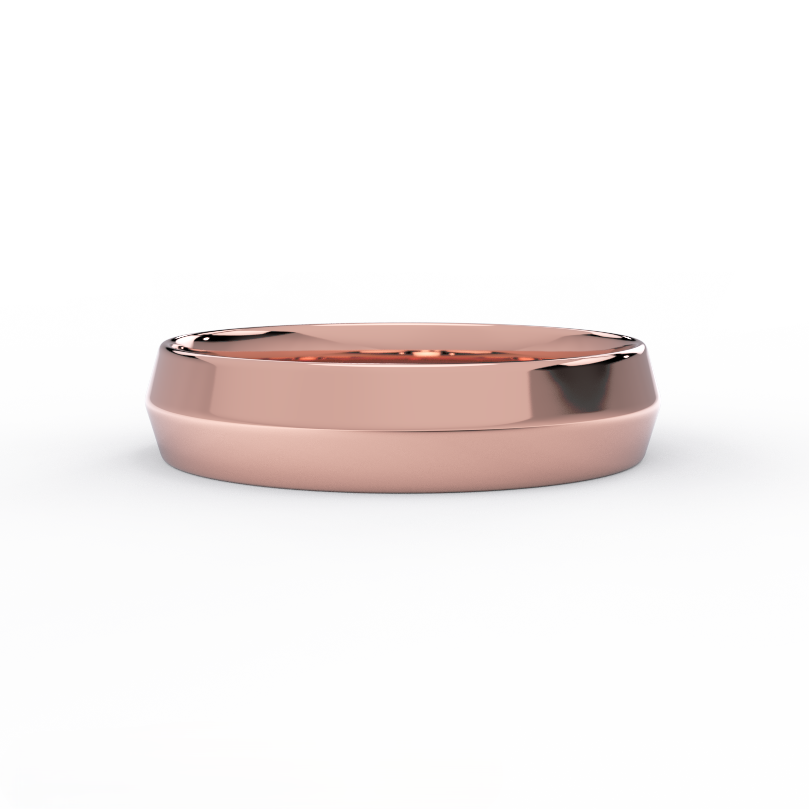 5mm knife‑edge men’s wedding band in solid 14K rose gold, front view