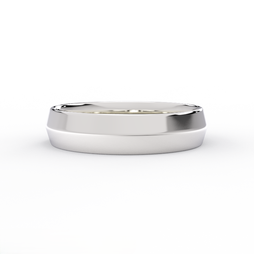 5mm knife‑edge men’s wedding band in solid 14K white gold, front view