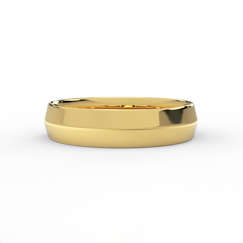 5mm knife‑edge men’s wedding band in solid 14K yellow gold, front view