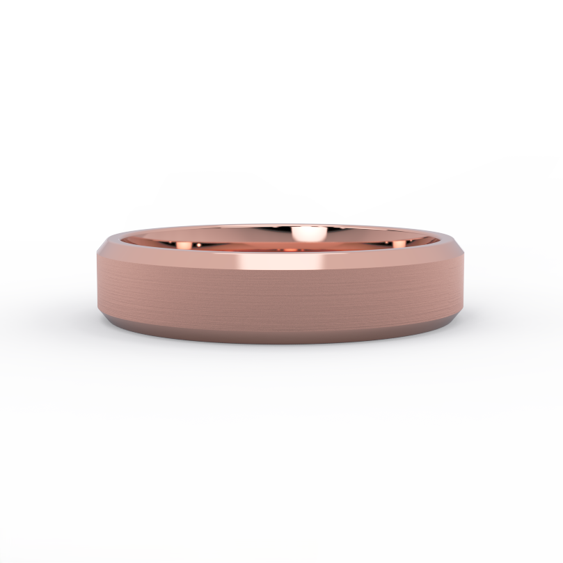 5mm beveled satin men’s wedding band in 14K rose gold