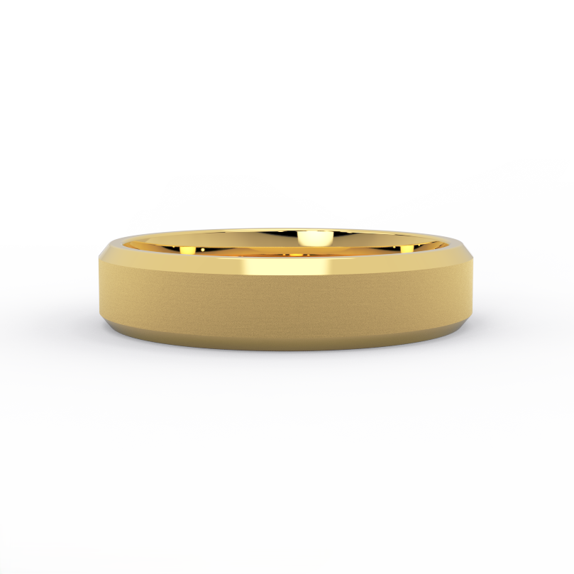 5mm beveled satin men’s wedding band in 14K yellow gold