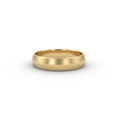 5mm satin knife-edge wedding band in 14K yellow gold, brushed faces meeting at a central ridge, front view