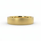 6mm low dome brushed wedding band in yellow gold with brushed finish