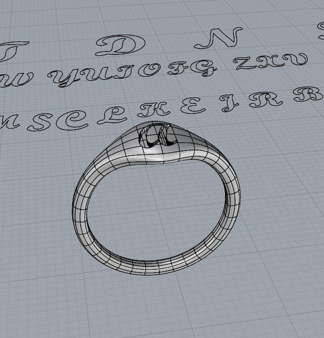 Ring design on a grid background with text