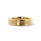 rounded edge wedding ring in gold laid down and closed up view - Black Pearl of Queens