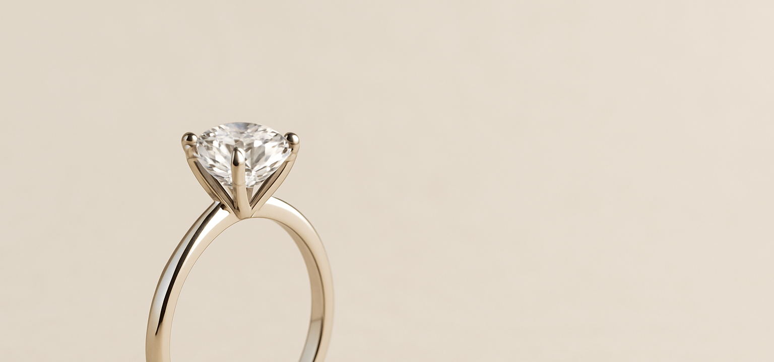 Diamond ring on a beige background