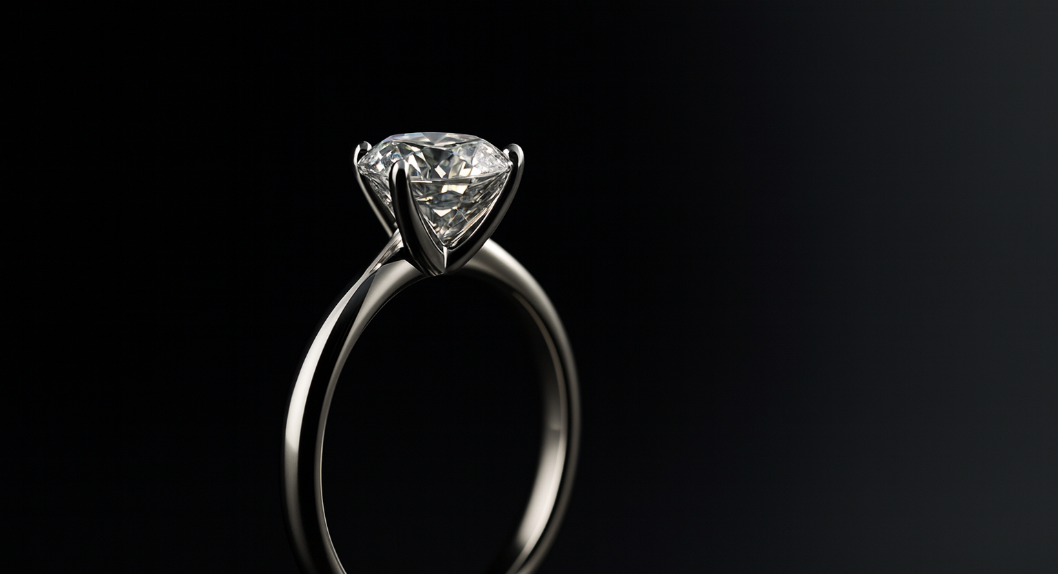 Diamond ring on a black background