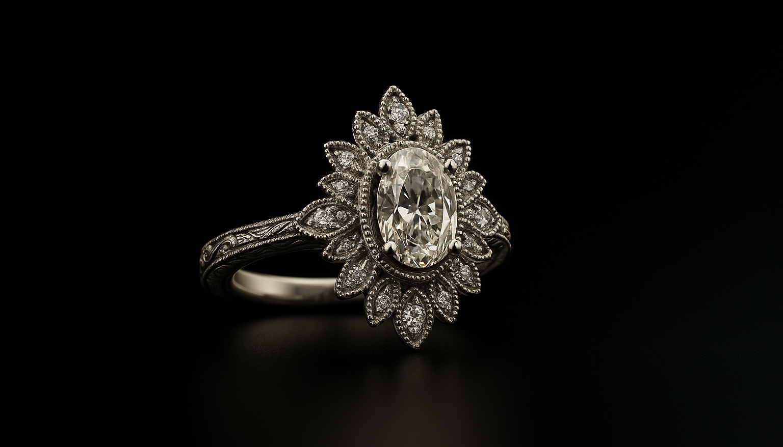 Vintage inspired Oval diamond ring