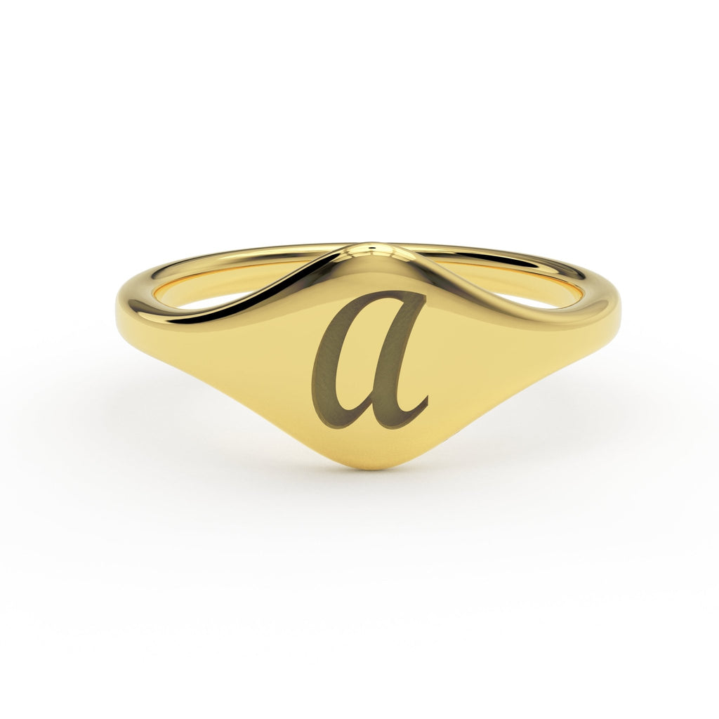 A Initial Signet Ring – Cursive Engraved 14K Gold
