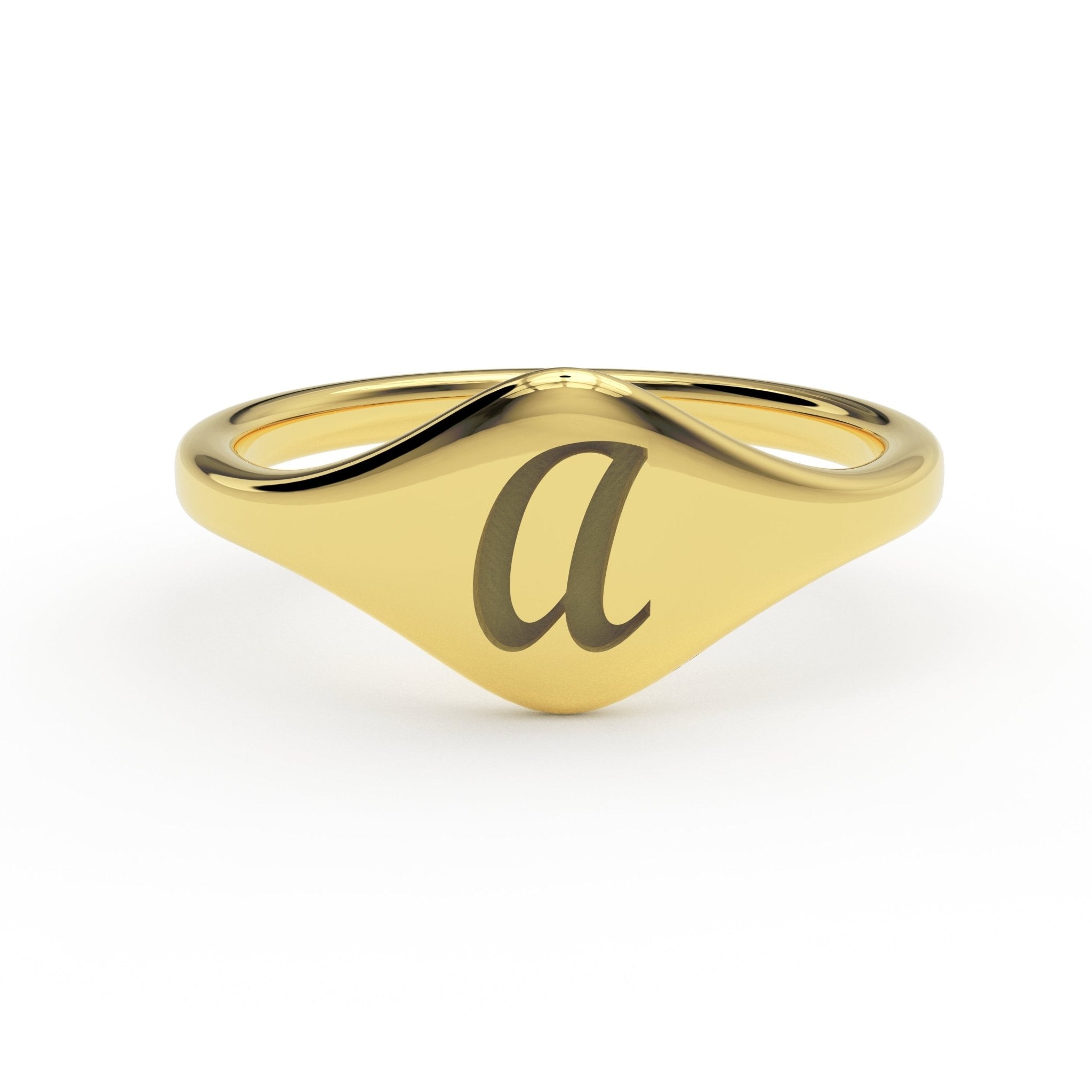 A Initial Signet Ring – Cursive Engraved 14K Gold
