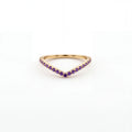 Amethyst wishbone pavé ring in 14K yellow gold, front view showing the sharp V shape — Black Pearl of Queens