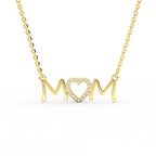 mora Mom Diamond Necklace in 14K yellow gold heart pendant with diamond accents